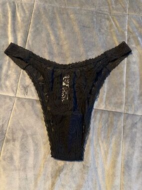 Victoria's Secret Black Floral Lace Brazilian Brief Size XL